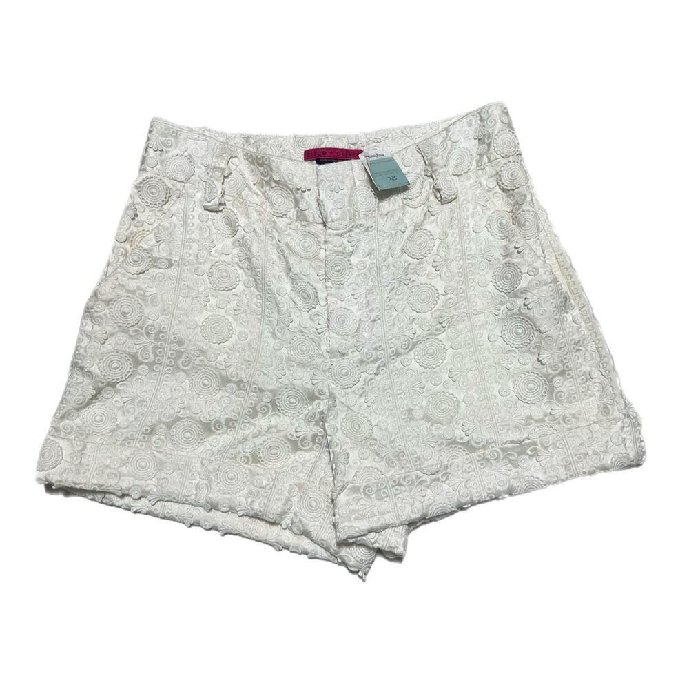 NWT Alice + Olivia Silk Lace Lined Shorts Size 6 Paula Ivory Bridal Bachelorette